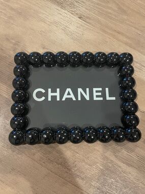 Upcycled Authentic CHANEL. Black Beaded Vanity Tray
